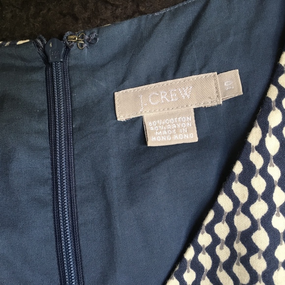 J. Crew Navy/Cream Patterned Dress 10 - Vintage - Picture 8 of 8